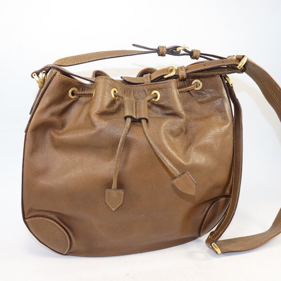 Vintage Gucci Brown Leather Drawstring Shoulder Bag – Made in Italy - Picture 1 of 13